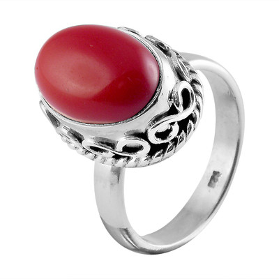 Zivah Stylish design finger ring Sterling Silver Coral Ring, Red