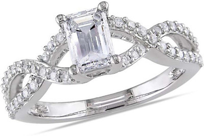 Kiara Jewellery Sterling Silver Swarovski Zirconia Rhodium Plated Ring, White