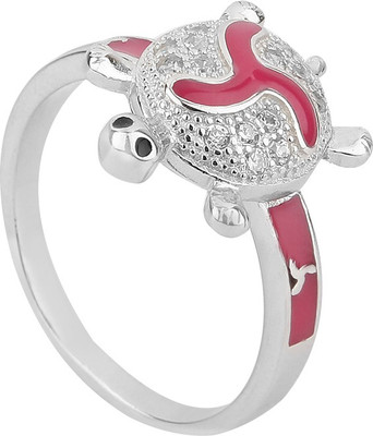 Jewel99 Tortoise Sterling Silver Swarovski Zirconia Platinum Plated Ring