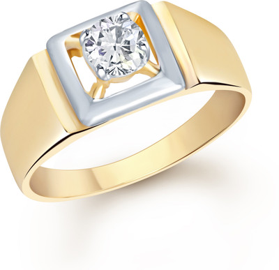 VK Jewels Solitaire Alloy Cubic Zirconia Gold-plated Plated Ring