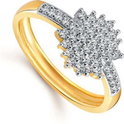Meenaz Designer Gold & Rhodium Alloy Cubic Zirconia Ring