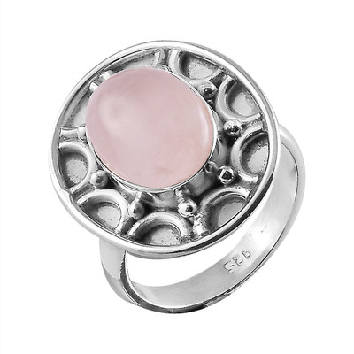 Zivah Ornate Sterling Silver Quartz Ring, Pink