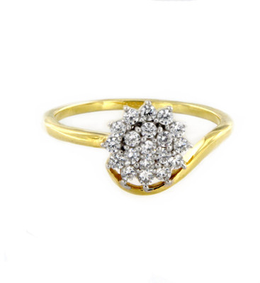 Anopchand Tilokchand Jewellers Silver Cubic Zirconia Gold-plated Plated Ring