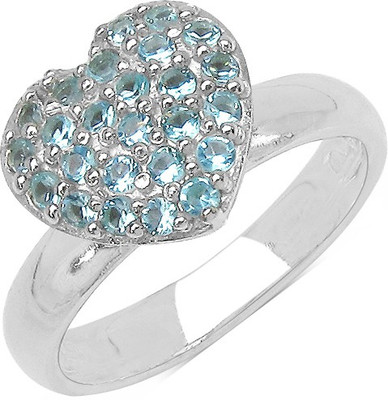Johareez 5.20 Grams Blue Cubic Zirconia .925 Sterling Silver Ring Silver Cubic Zirconia Sterling Silver Plated Ring