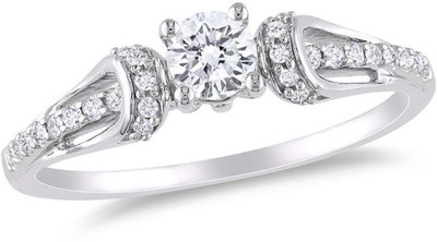 Kiara Jewellery Sterling Silver Swarovski Zirconia Rhodium Plated Ring, White