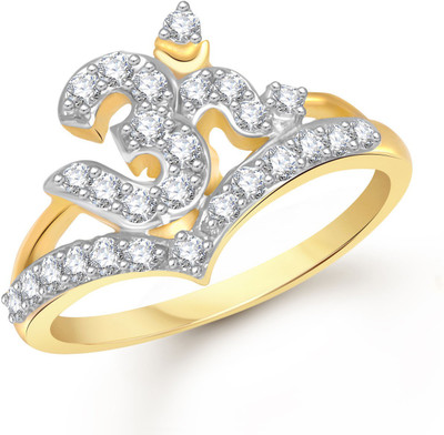 Meenaz Alloy Cubic Zirconia Ring, Gold