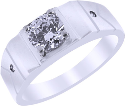 Elotic Silver Cubic Zirconia Rhodium Plated Ring, White
