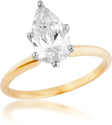 Kiara Jewellery Silver Cubic Zirconia Rhodium Plated Ring, Yellow