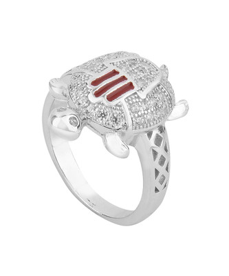 Jewel99 Tortoise Sterling Silver Swarovski Zirconia Platinum Plated Ring