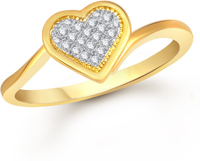 VK Jewels Love Heart Alloy Cubic Zirconia Gold Plated Ring