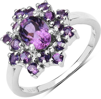 Johareez Sterling Silver Amethyst Sterling Silver Plated Ring, Purple