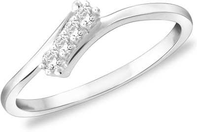 Peora Dainty Four Stone Sterling Silver Rhodium Plated Ring
