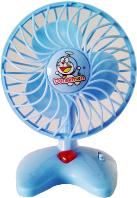 Vaibhav Cute Mini Doraemon Plastic Blue Toy Fan For Kids - Battery Operated