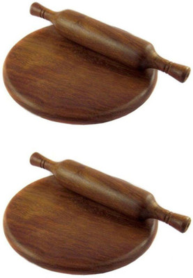 SG Noor Rolling Pin & Board(Brown, Pack of 4)