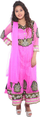 JM Luxury Embroidered Kurta & Churidar(Stitched), Pink