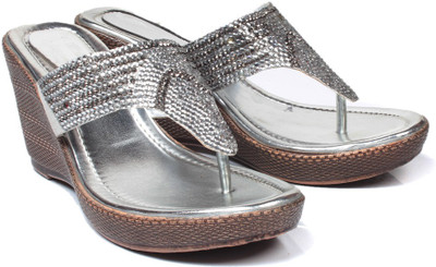 Bare Soles Women Silver Wedges