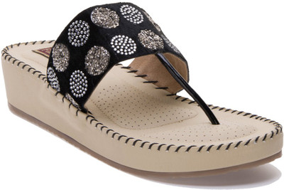 Flat n Heels Women Black Wedges