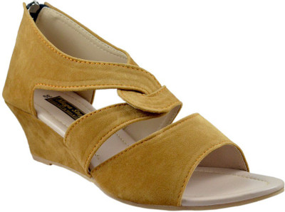 Mega Steps Women Tan Wedges