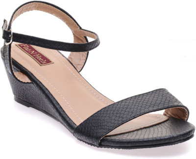 Flat n Heels Women Black Wedges