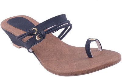 Adorn Women Black Wedges