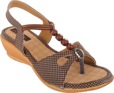 Exotique Women Brown Wedges