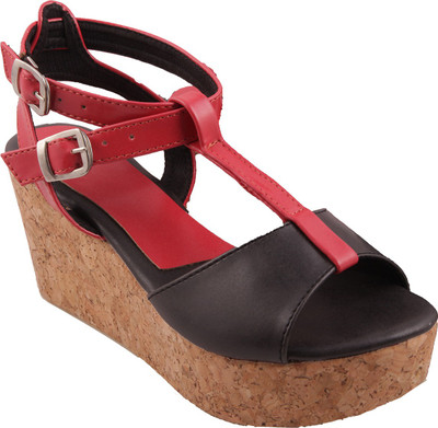 Adorn Women Black Wedges