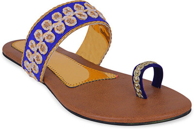Ridhi Sidhi Women Dark Blue; golden Flats