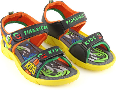 DeVEE Boys Sports Sandals, Black-yellow