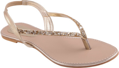 Adorn Women Gold Flats