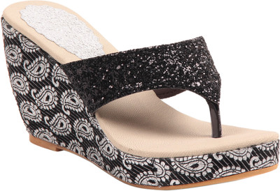 Adorn Women Black Wedges
