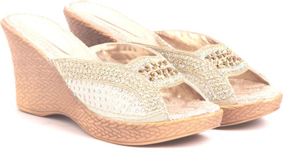 Adorn Women Golden Wedges