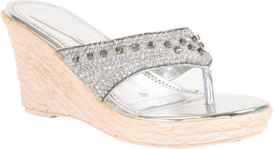Adorn Women Silver Wedges