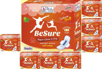 Besure Hush Ultra Wings Sanitary Pad(Pack of 8)