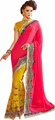Jiya Self Design, Embroidered, Embellished Fashion Satin, Georgette Saree(Pink, Yellow)
Jiya Self Design, Embroidered, Embellished Fashion Satin, Georgette Saree(Pink, Yellow)