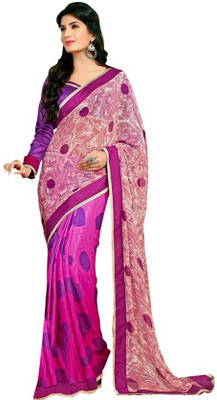 Kintu Designs Pvt. Ltd. Floral Print Fashion Georgette Saree(Pink)