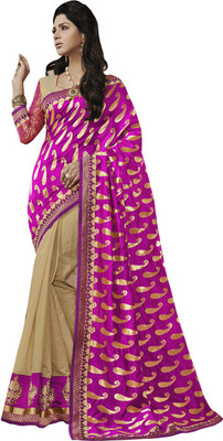 Desi Butik Self Design Fashion Jacquard Saree(Pink)