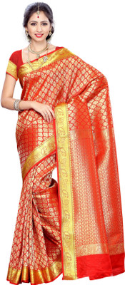 Mimosa Woven Kanjivaram Art Silk Saree(Red