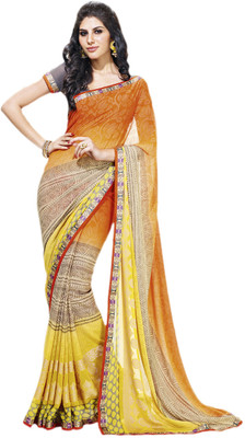 Vishal Printed Fashion Georgette Saree(Orange)