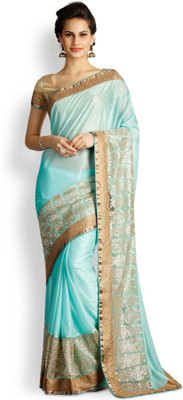 Soch Embroidered Fashion Georgette Saree(Green), Sea green