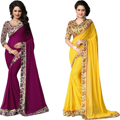 Indianbeauty Self Design, Solid Fashion Chiffon Saree(Pack of 2, Yellow, Purple), Jamli;yellow
Indianbeauty Self Design, Solid Fashion Chiffon Saree(Pack of 2, Yellow, Purple), Jamli;yellow