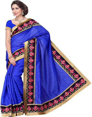 Meghdoot Solid Fashion Silk Saree(Blue)