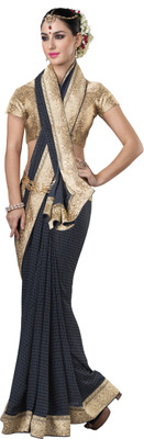 Lovelylook Embroidered Fashion Georgette Saree(Grey), Dark gray