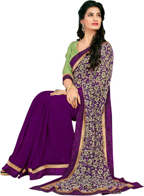 Saara Printed Fashion Georgette Saree(Purple)
