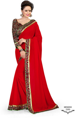 Indianbeauty Self Design Bollywood Pure Georgette Saree(Red)
