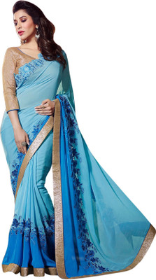 Brijraj Embellished Fashion Georgette Saree(Light Blue)