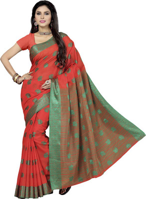 Rani Saahiba Woven Fashion Art Silk Saree(Orange)