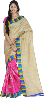 Aashritha Floral Print Bollywood Art Silk Saree(Pink)