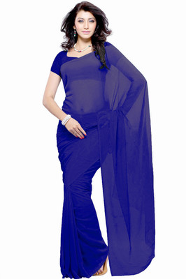 Khoobee Self Design Fashion Georgette Saree(Dark Blue)