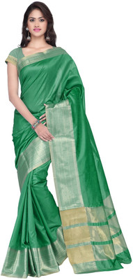 Suvastram Woven Fashion Tussar Silk Saree(Green)