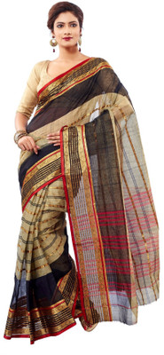 Rudrakshhh Embroidered Jamdani Handloom Cotton Saree(Brown)